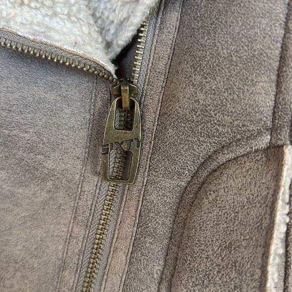 Miss Sixty Shearling Bomber Style Jacket w Asymmetrical Zipper - Vintage Jacket - Picture 7 of 11